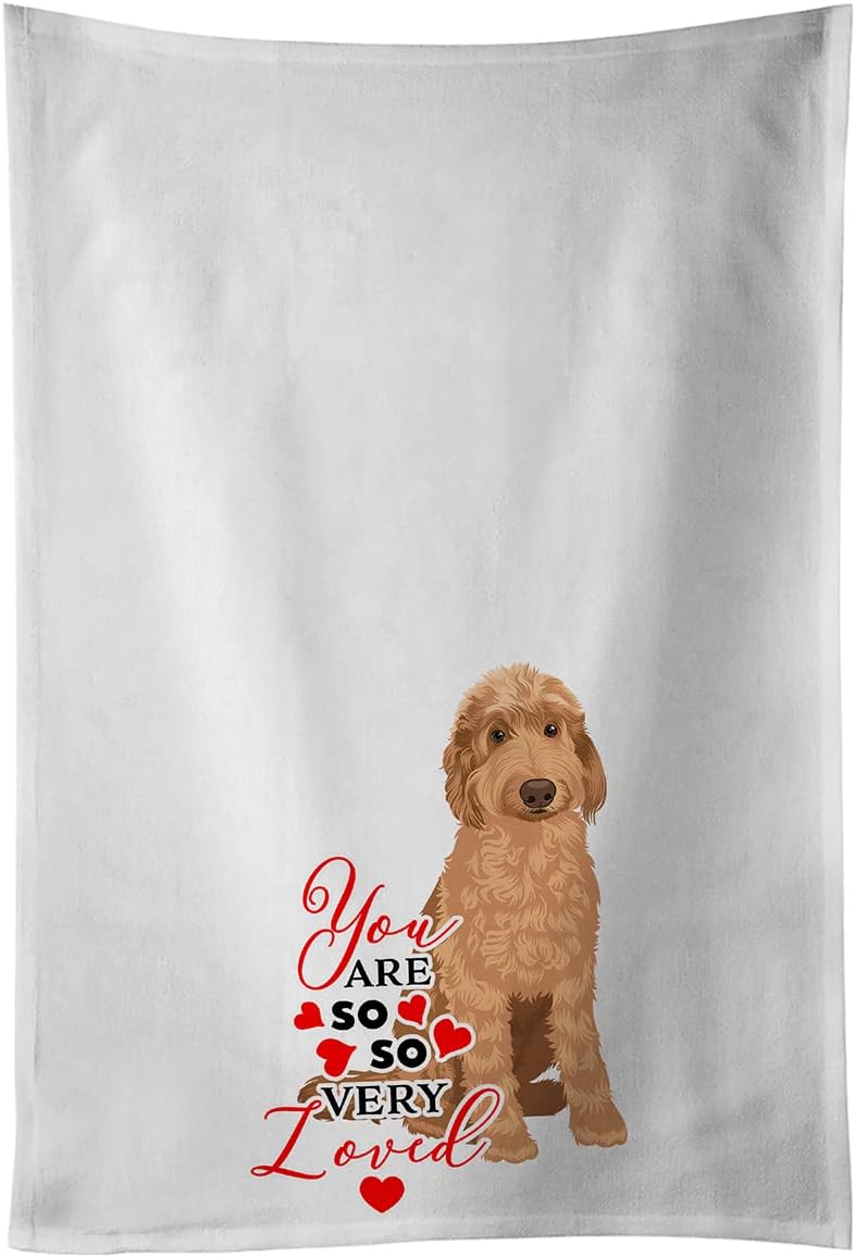 Caroline's Treasures WDK3892WTKT Doodle Liver #1 so Loved White Kitchen Towel Set of 2 Dish Towels Decorative Bathroom Hand Towel for Hand, Face, Hair, Yoga, Tea, Dishcloth, 19 X 25, White