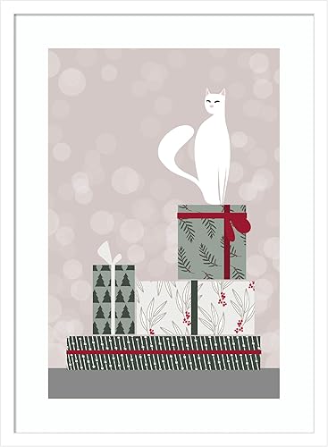 Miniatura 23 de Amanti Art Framed Wall Art Print 25x19 Retro cat and gifts by Rosana Laiz Blursbyai, Animals Wall Art, Modern Decor, Medium Poster Painting Artwork