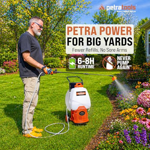 Image of PetraTools Battery Powered Backpack Sprayer w /Cart & 100ft Commercial Hose