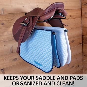 EASY-UP Saddle Rack with Pad Bar for Horse Enthusiast | Heavy-Duty Saddle Rack Wall Mount | Western & English Saddle Rack | Keeps Tack Organized