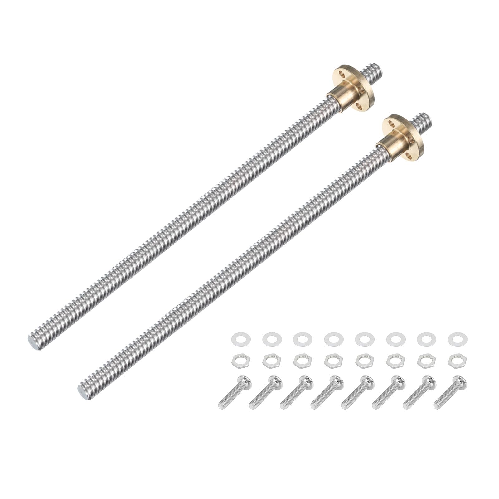 uxcell 2 Pcs 200mm / 8 Inch Tr8x4 Stainless Steel Lead Screw with