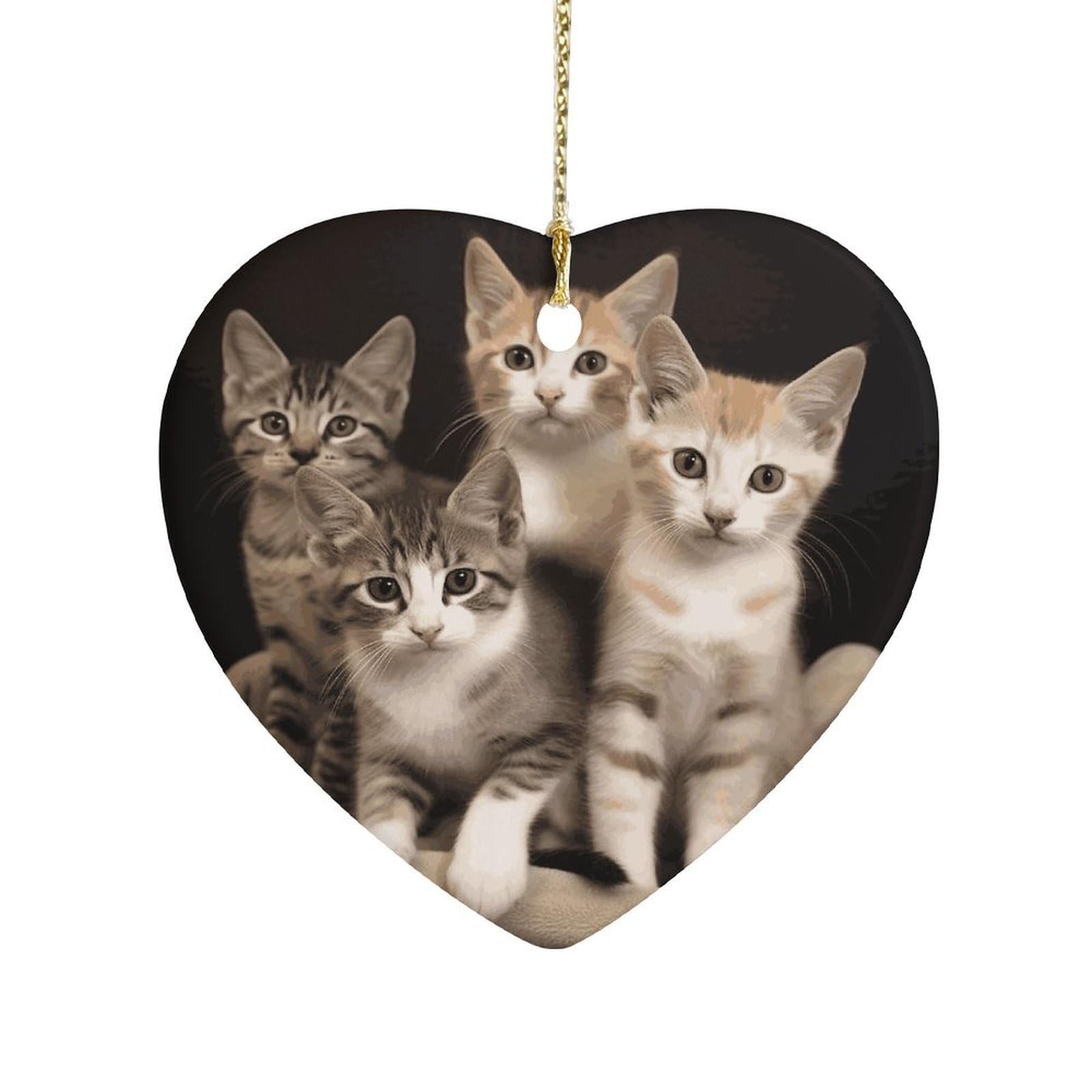 Fekiloot Style Kittens Family Cats Ceramic Ornament Home Decor Keepsake