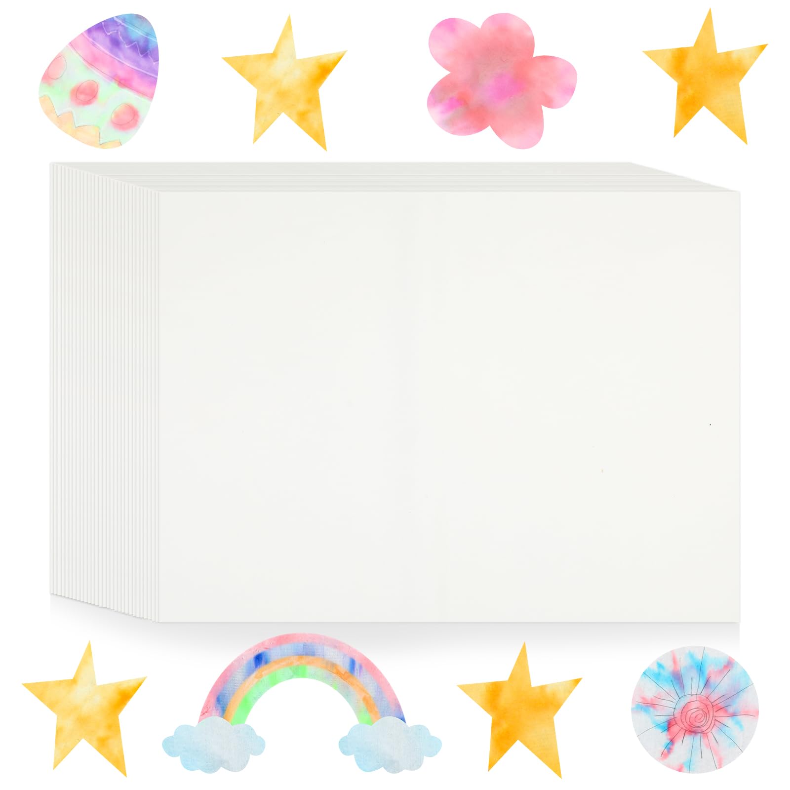 Motipuns 100 Pcs Color Diffusion Paper Set White Rectangular 14 x 18 Inch Watercolor DIY Painting Craft Paper Handmade Art Activity Supplies for DIY Event Party Holiday Decoration Painting Gifts Bulk