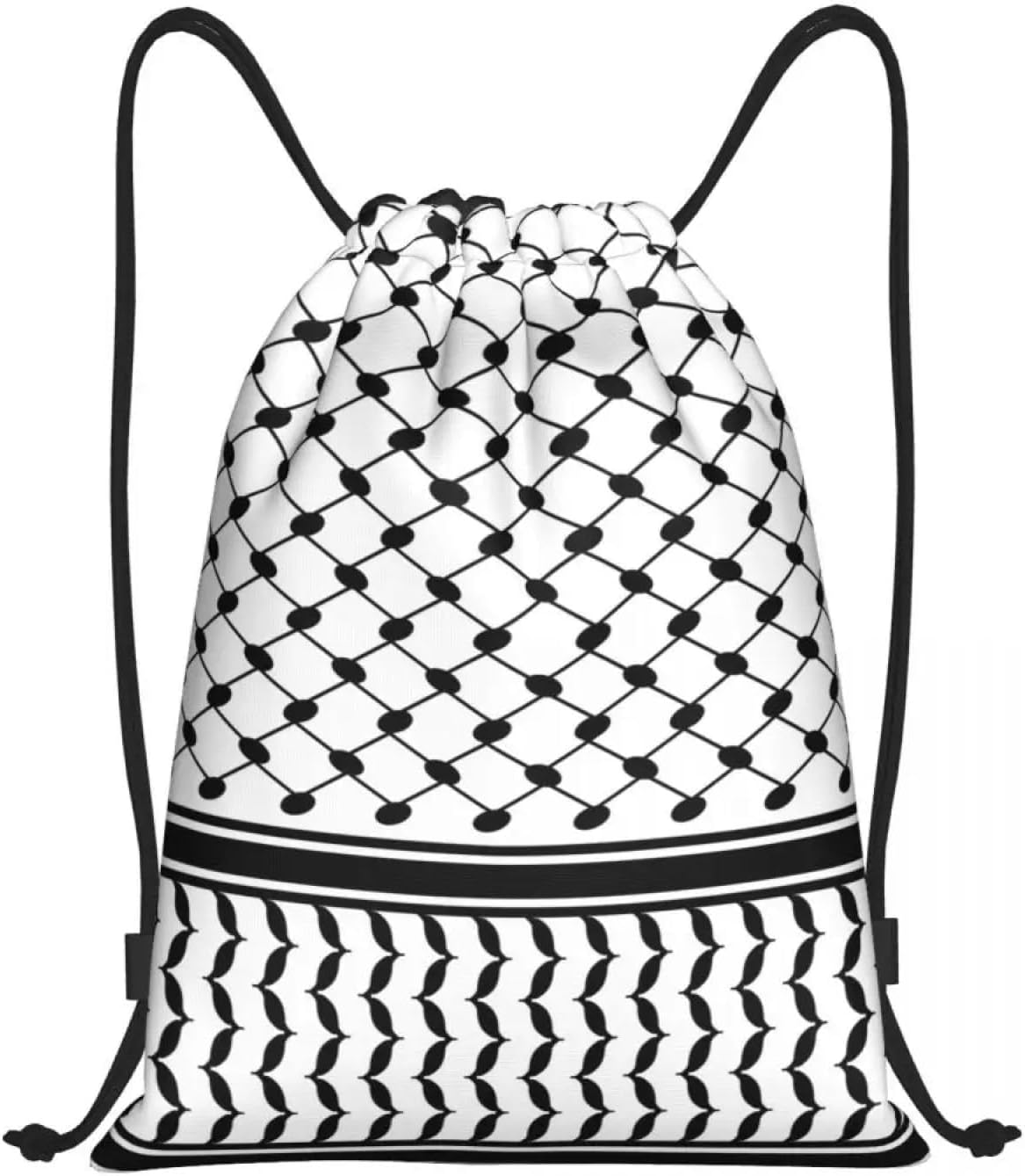 Drawstring backpack Arabic Keffiyeh Traditional Pattern Drawstring Bags Foldable Sports Gym Sackpack Tatreez Embroidery Backpacks