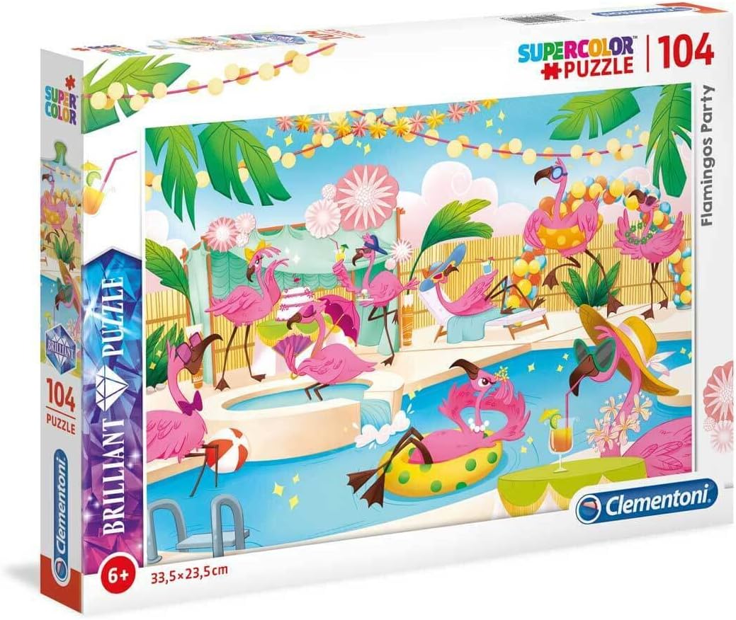 Clementoni - 20151 - Brilliant Puzzle Puzzle-Flamingos-104 Pieces