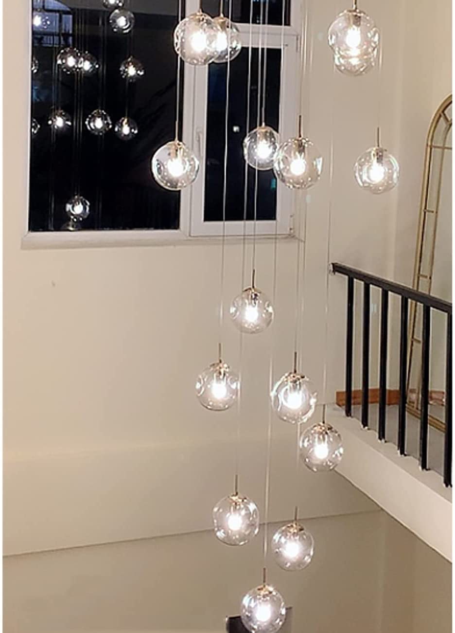 PCXEHUYP Modern Minimalist Staircase Long Chandelier Multi Lights Creative Living Room Loft Duplex Hollow Hotel Villa Stairwell High Ceiling Pendant Light Decor R