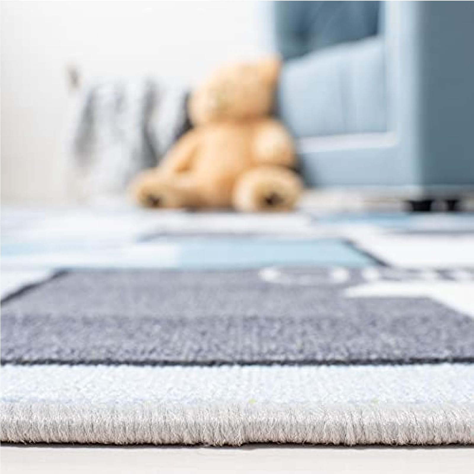 Hopscotch Teppich Weicher Teppich Waschbar, rutschfest Ideal Für High Traffic Bereiche Für Jungen Und Mädchen Im Spielzimmer, Schlafzimmer,Blau,80 * 160cm
