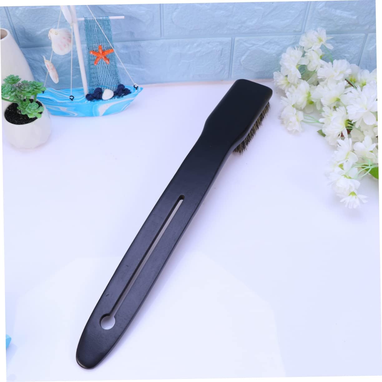 2pcs Natural Bristles Body Brush Shower Scrubber for Men Women Long Handle Bath Brush