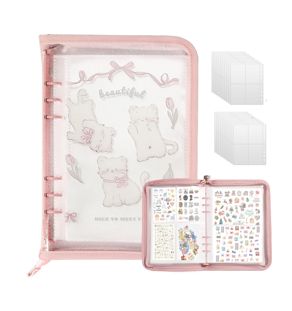 Amazon.co.jp: シール帳 大きめ バインダー透明 A5 収納バインダー