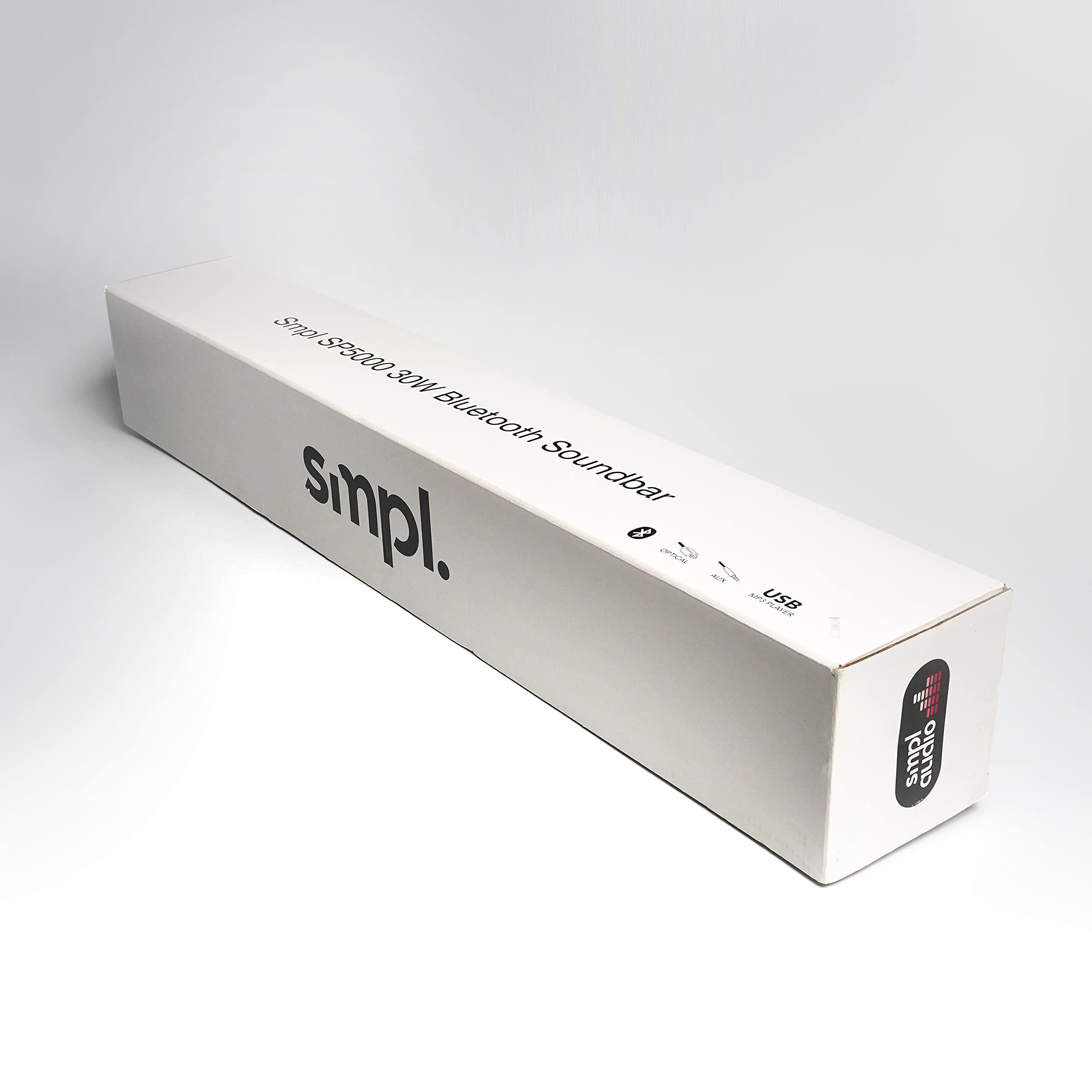 Smpl Soundbar 30 W - Supporta Bluetooth, ingresso coassiale, AUX, USB e telecomando, 76.2 cm - Nero