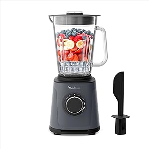 Moulinex Blender PerfectMix Essential 1200W, Powelix Blades, 2L Glass Bowl, 30% Faster Mixing, Adjustable Speed & Pulse, S…