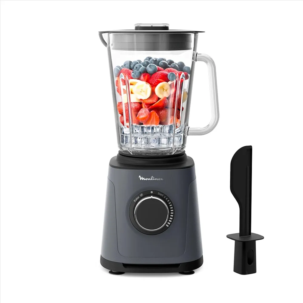 Moulinex Blender PerfectMix Essential 1200W, Lames Powelix, Bol Verre 2L, Mixage 30% Plus Rapide, Vitesse Ajustable & Pulse, Smoothie, Nettoyage Facile, LM771BF0, Poivre de Java