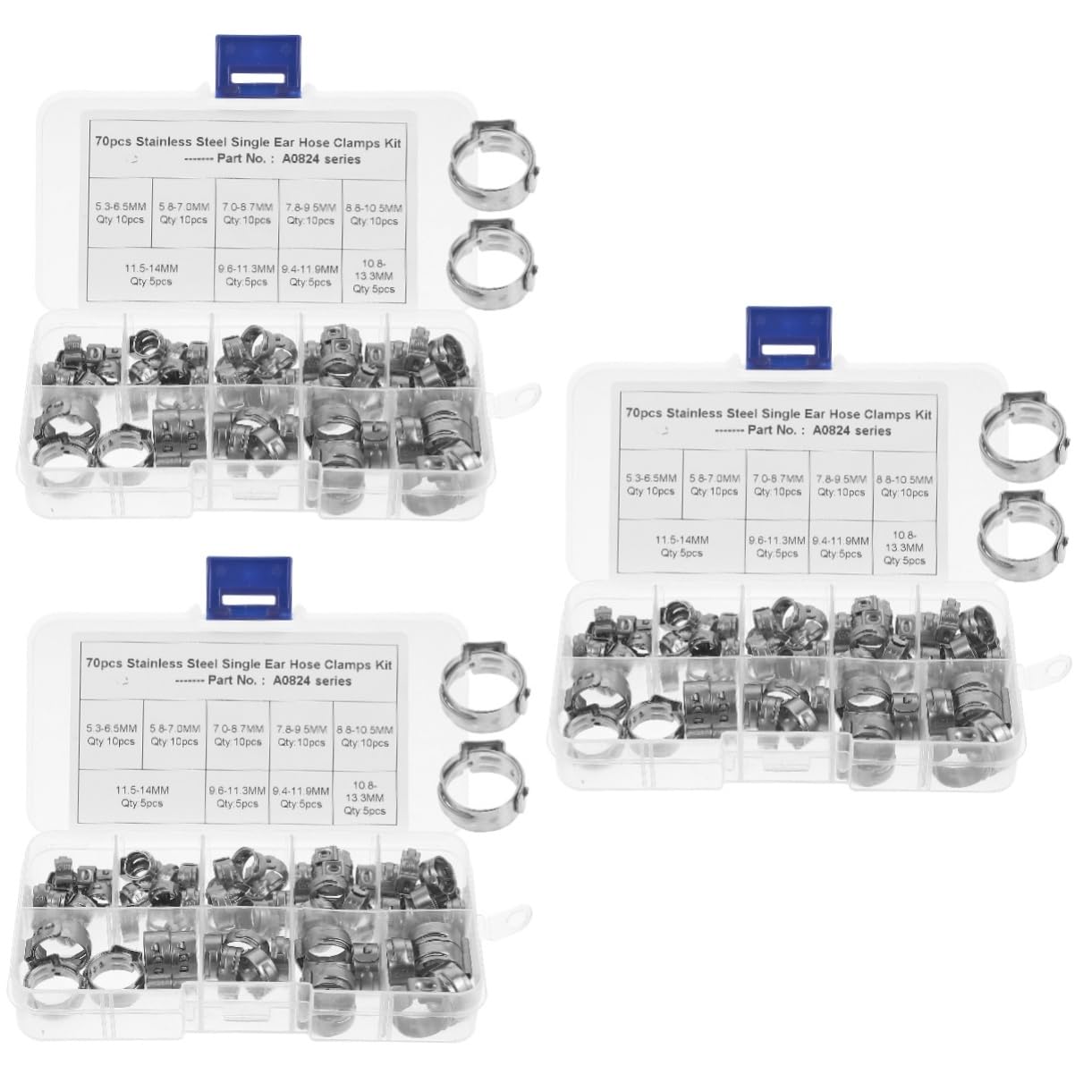 DOITOOL 210pièces Collier De Serrage Inoxydable De Clips De Serrage Acier Résistant Corrosion Différentes Pour Tubes Et Tuyaux Et Pratique