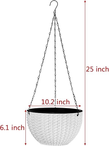 Miniatura 4 de Foraineam Macetas colgantes con diseño de macetas dobles de 10.2 pulgadas, riego automático, para interiores y exteriores, maceta colgante con