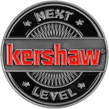 Kershaw Challenge Coin, Antique Nickel Plating, 0.75 Inch Diameter Military Style Medallion, Launch 8 Design, Zinc Alloy Construction, USA Made, Collectible Coin for Men and Women