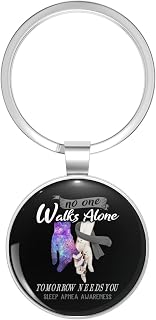 Sleep Apnea Awareness NO ONE WALKS ALONE TOMORROW NEEDS YOU Stainless Steel Keychain with Ring Double Sided
