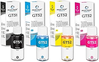 Print Page GT51/GT52 Premium Refill Ink Compatible for Ink Tank 115, 310, 315, 319, 410, 415, 416, 419, 455, 500, 515, 530, 615,GT 5810/5811/5820 (4 Color Combo) (Black - 90ml, C/Y/M - 70ml Each)