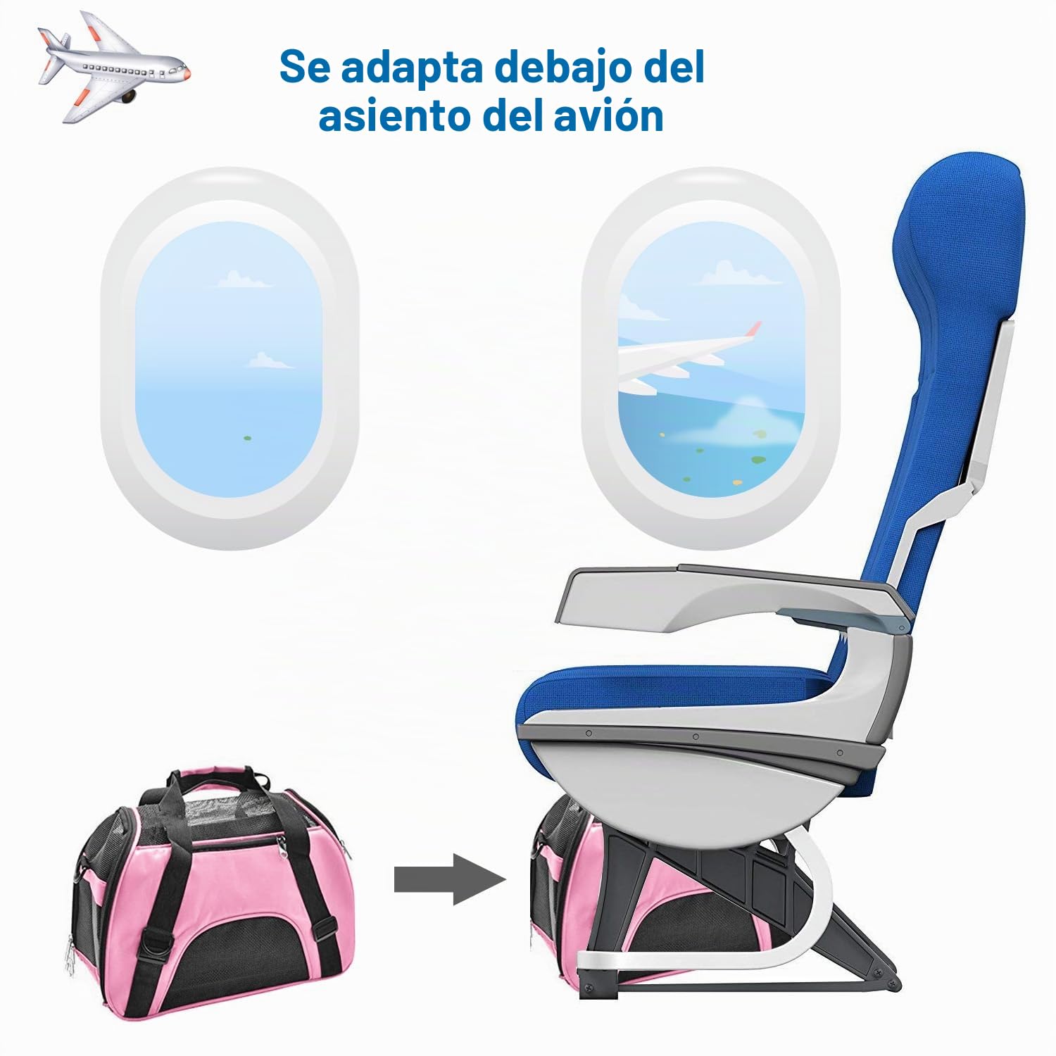 Trasportín de Viaje para Mascotas para Gatos Perros Conejos Hámster, Homologado para Aerolíneas Laterales Blandos Bolsa de Transporte para Perritos, Gatitos (M - 47x27x28 cm for MAX 5KG Pet, Rosa)
