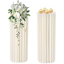 2 PCS Foldable Cardboard Centerpiece Display, 110.23lbs Capacity Paper Cylinder Pedestal Stand, Foldable Roman Display Stand r for Party, Birthday, Wedding 31.5in80cm
