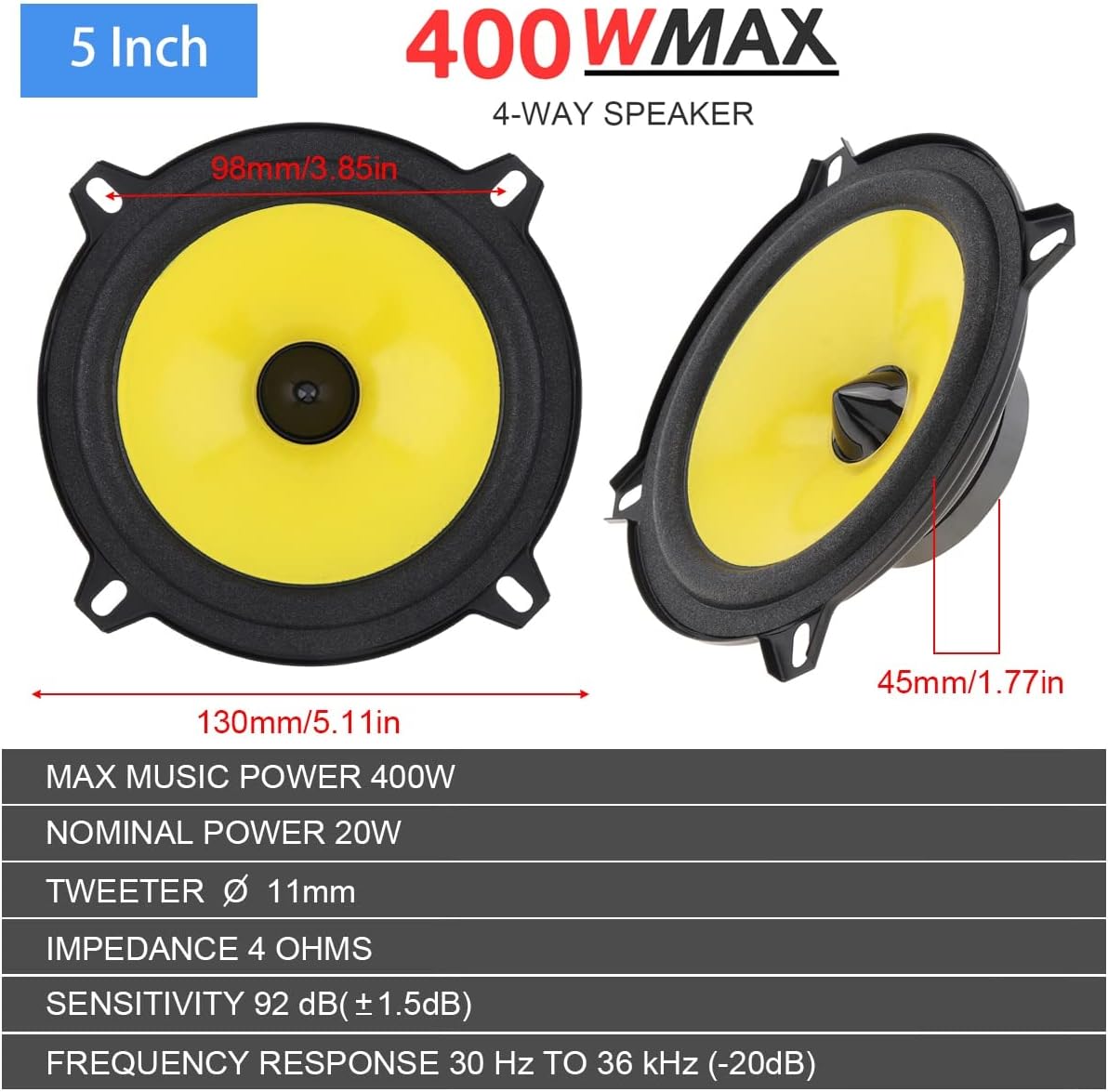 秀逸 2 個 4 5 6 インチカーオーディオスピーカー 300 ワットフルレンジ周波数ヘビーミッドベース超薄型ユニバーサル修正スピーカー拡声器 Size Inch Lcoo Edu In