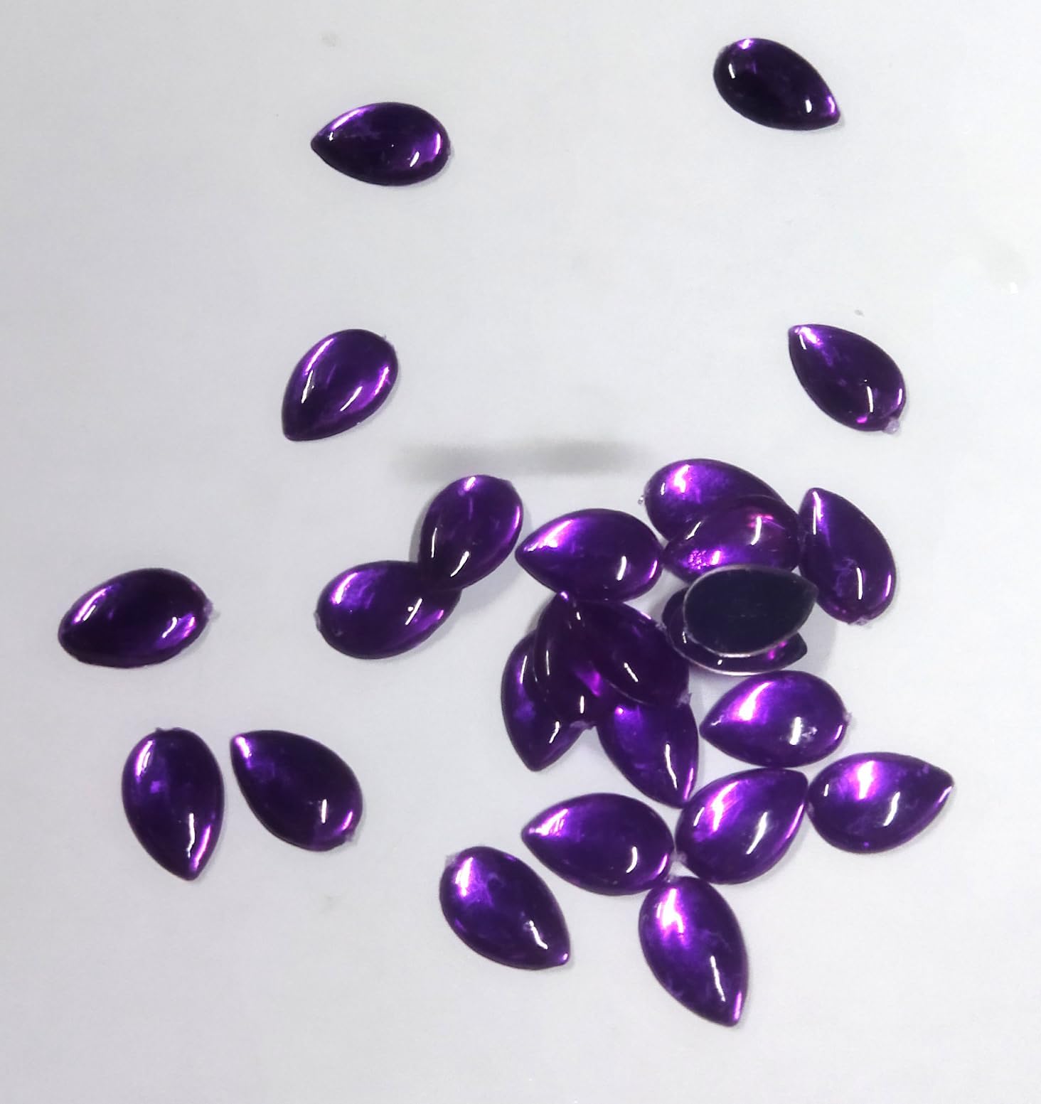 13 x 9 mm Fabric Acrylic Kundan Stones Drop/Thilagam/Pear Shape (50gm) Violet