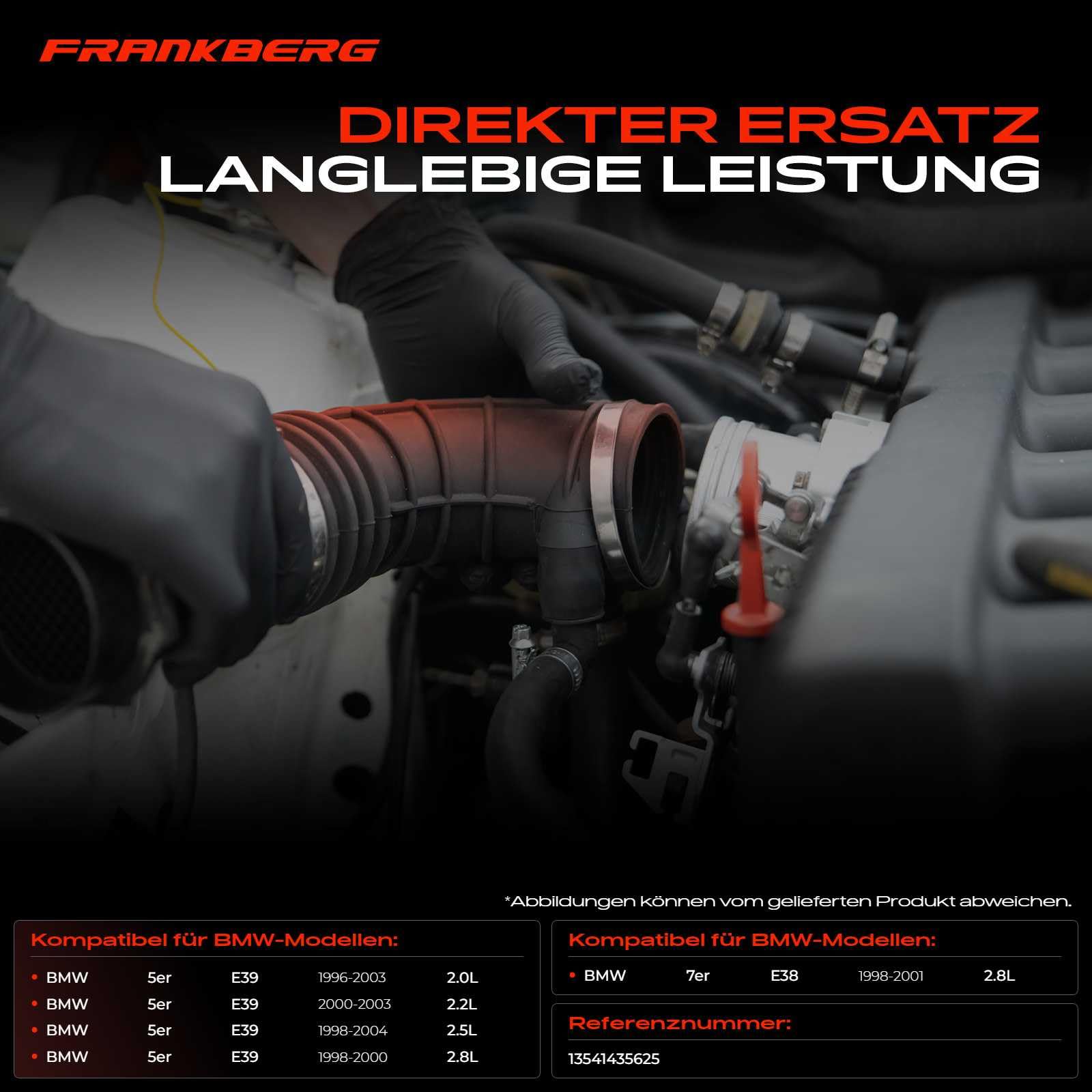 Frankberg Wąż ssący powietrza do BMW serii 5 E39 520i-528i, 7 E38 728i 2.0L-2.8L benzyna 1996-2004