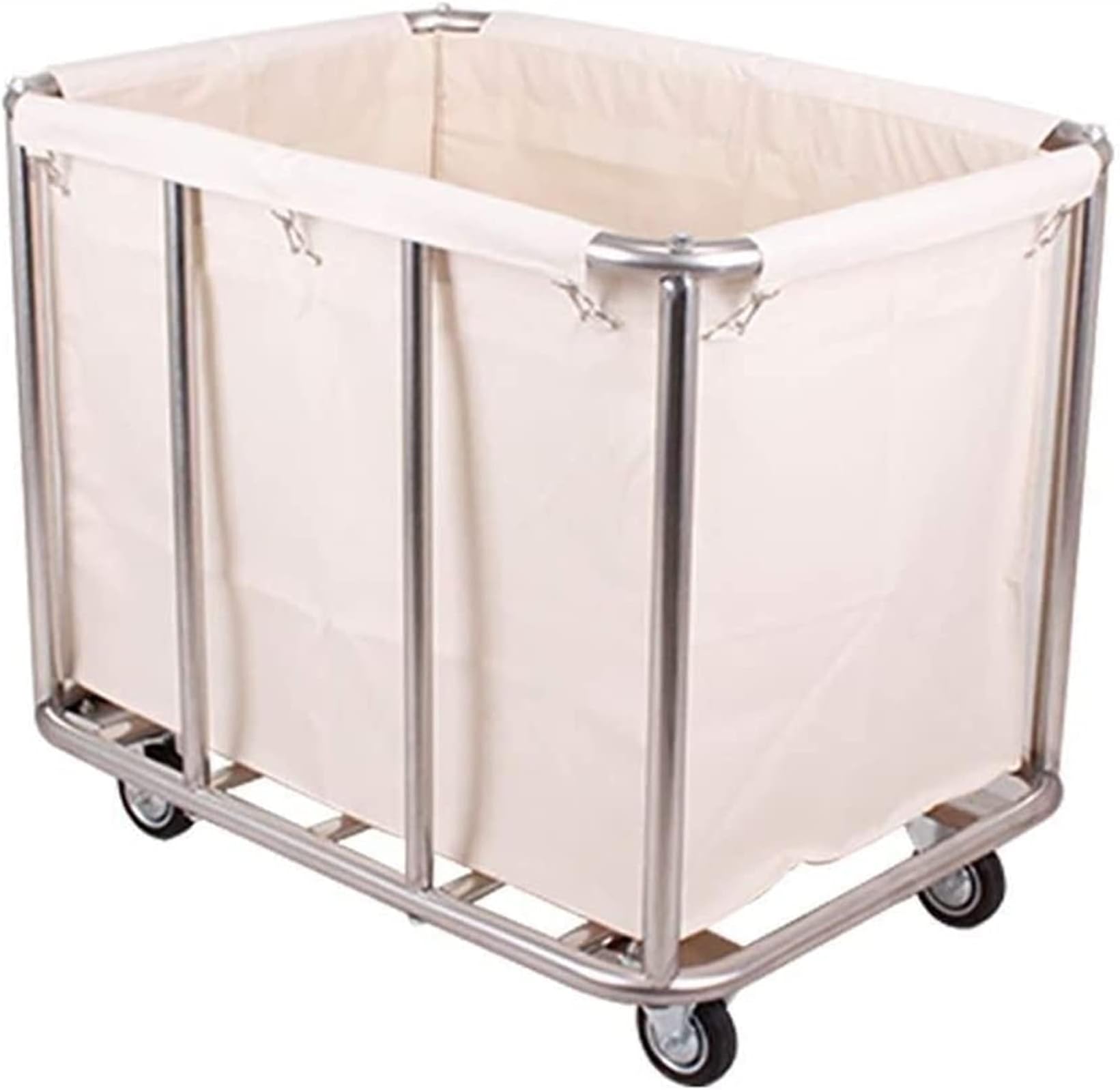 WPJ Removable Bags with Laundry Basket Extra Large Commercial Rolling Laundry Cart with Steel Frame and Wheels, Room Service Cart for Hotel, 200 Lb Load (Color : Beige) (Color : Beige)