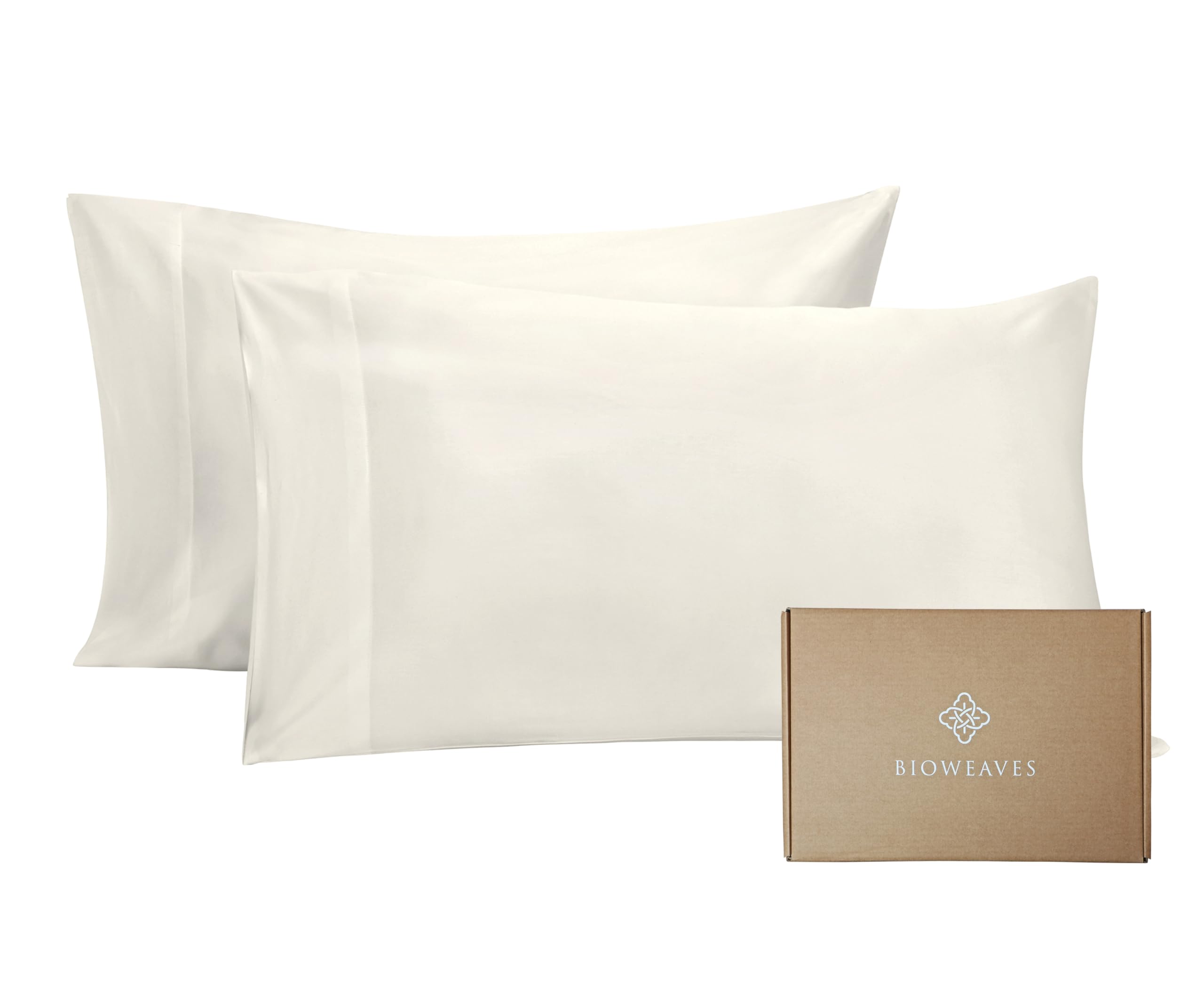 BIOWEAVES100% Organic Cotton Pillow Cases 300 Thread Count Soft Sateen Weave GOTS Certified – Standard/Queen Size, Set of 2, NaturalGlobal Organic Textile StandardGlobal Organic Textile StandardGlobal Organic Textile StandardGlobal Organic Textile Standard