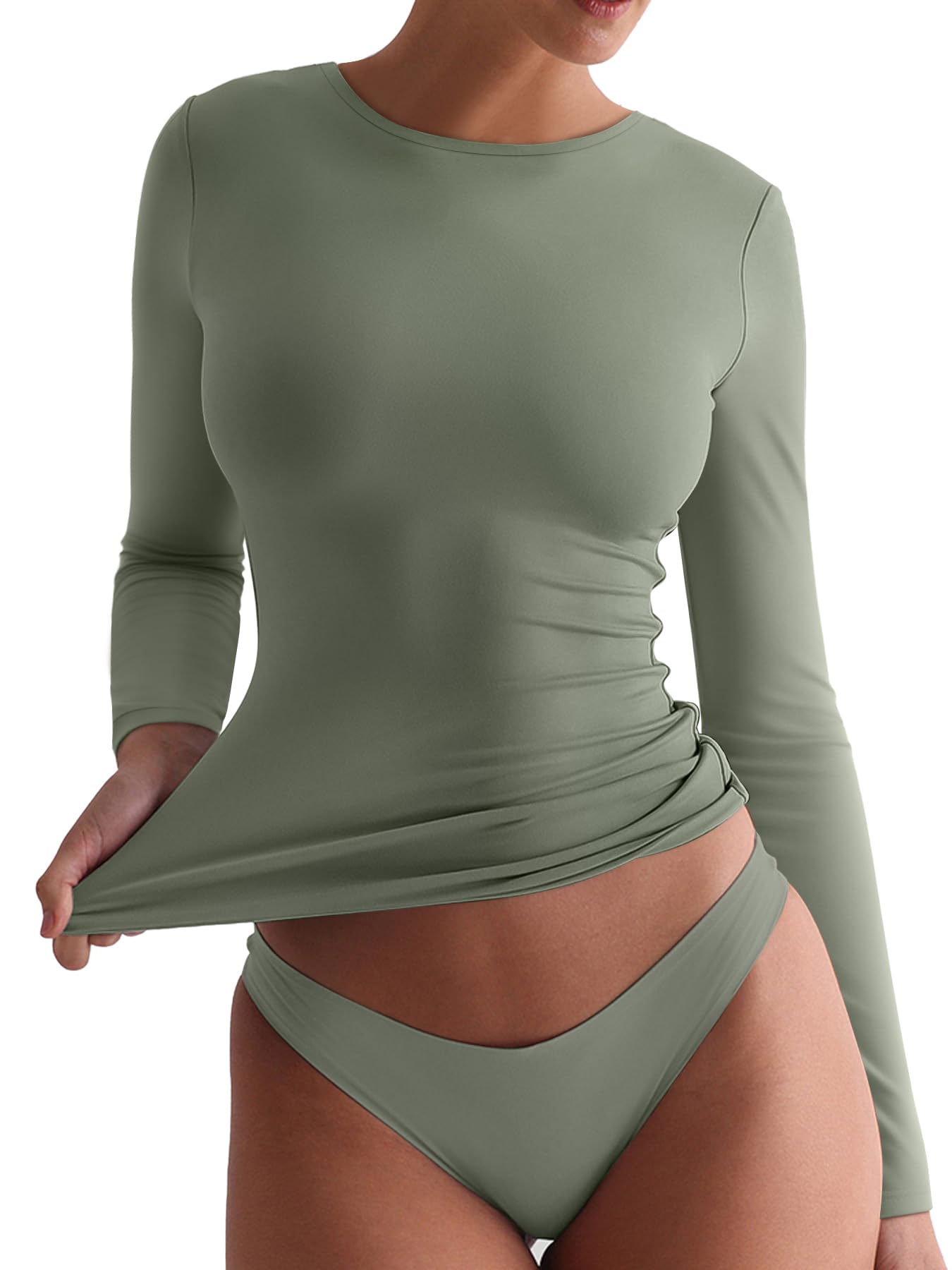 Womens Long Sleeve Shirt for Womens Skims Dupe Crop Top Fall Basics Tshirts Fall Clothes Gym Going Out Tops