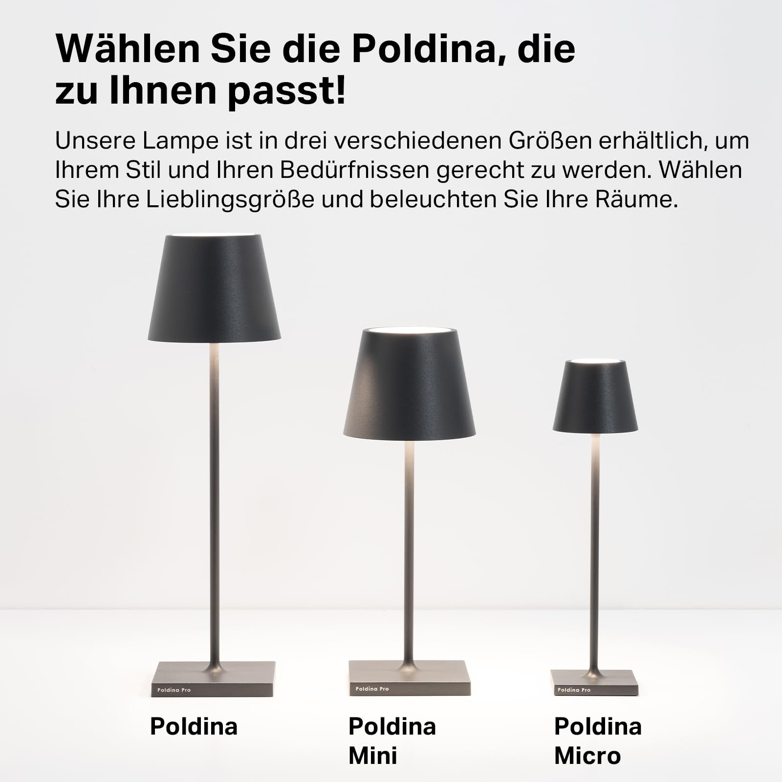 Zafferano, Poldina Micro Lampe, Kabellose, Wiederaufladbare Tischlampe mit Touch Control, Geeignet für Wohnzimmer und Außenbereich, Dimmer, 2200-3000 K, Höhe 27,5 cm, Farbe Rot