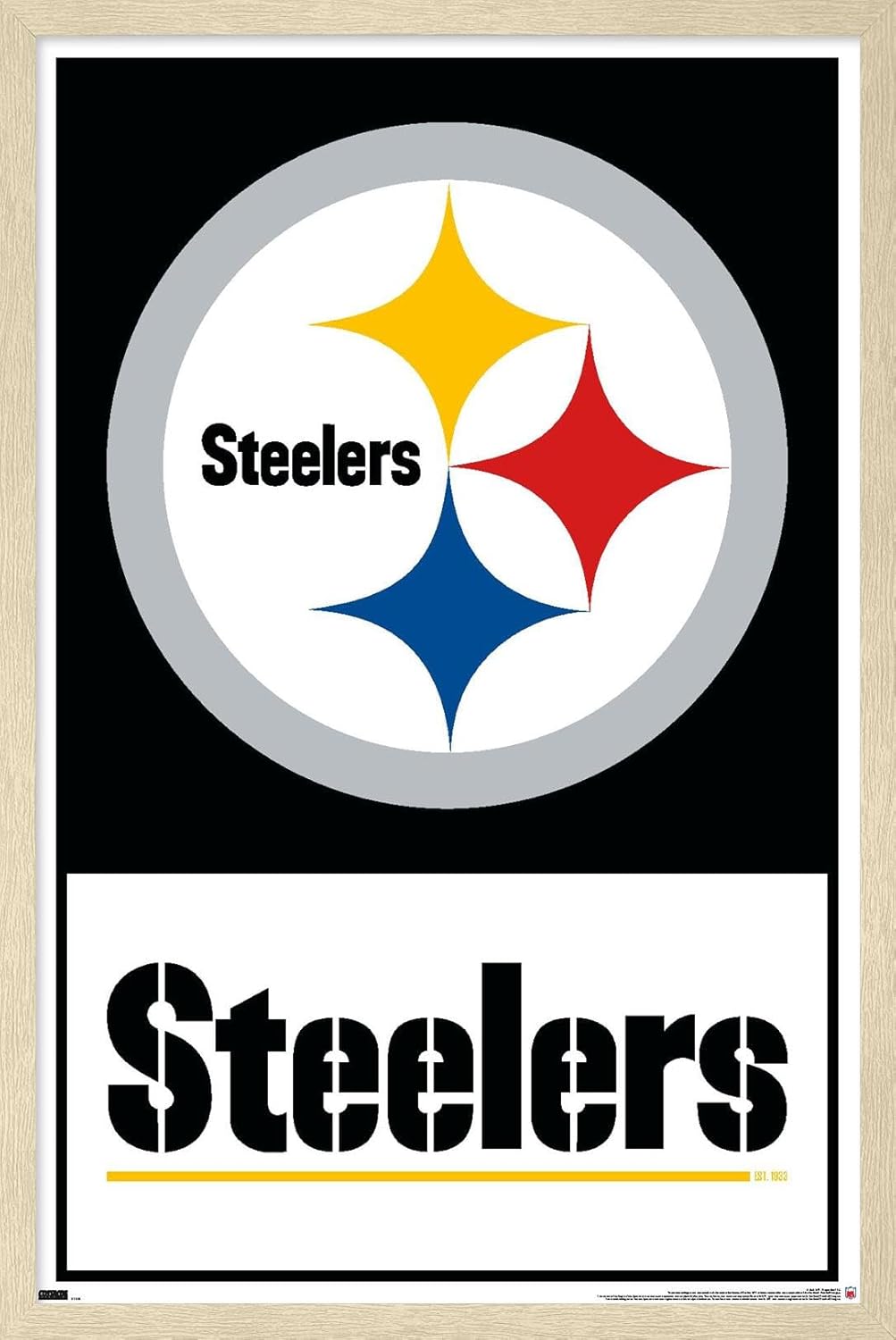NFL Pittsburgh Steelers - Logo 21 Wall Poster, 34L" x 22.4W", Black Framed Version