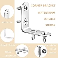 Vista 4 de 16 soportes L de 90 grados, soportes de esquina de ángulo recto, anclajes de muebles de acero inoxidable, sujetadores de montaje impermeables con 64