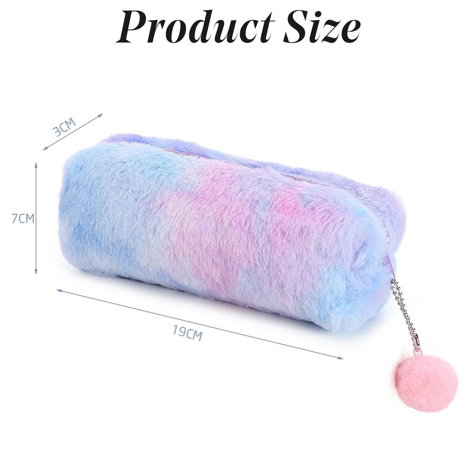 2 Plush Pencil Cases, Cute Rainbow Pencil Case, Soft Pencil Bag?Large Capacity Stationery Storage Bag - Image 2