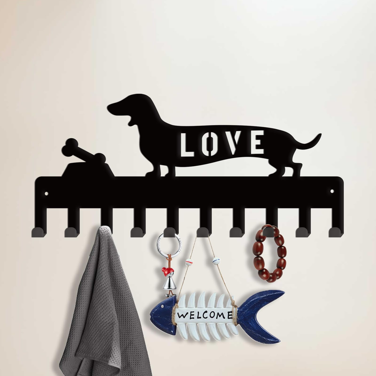 SUPERDANT Portachiavi da Parete per Cani Appendichiavi da Parete Prta Chiavi Ingresso Casa 10 Gancio di Cuore Porta Chiavi da Muro per Casa Decorazione per La Casa per Parete Porta