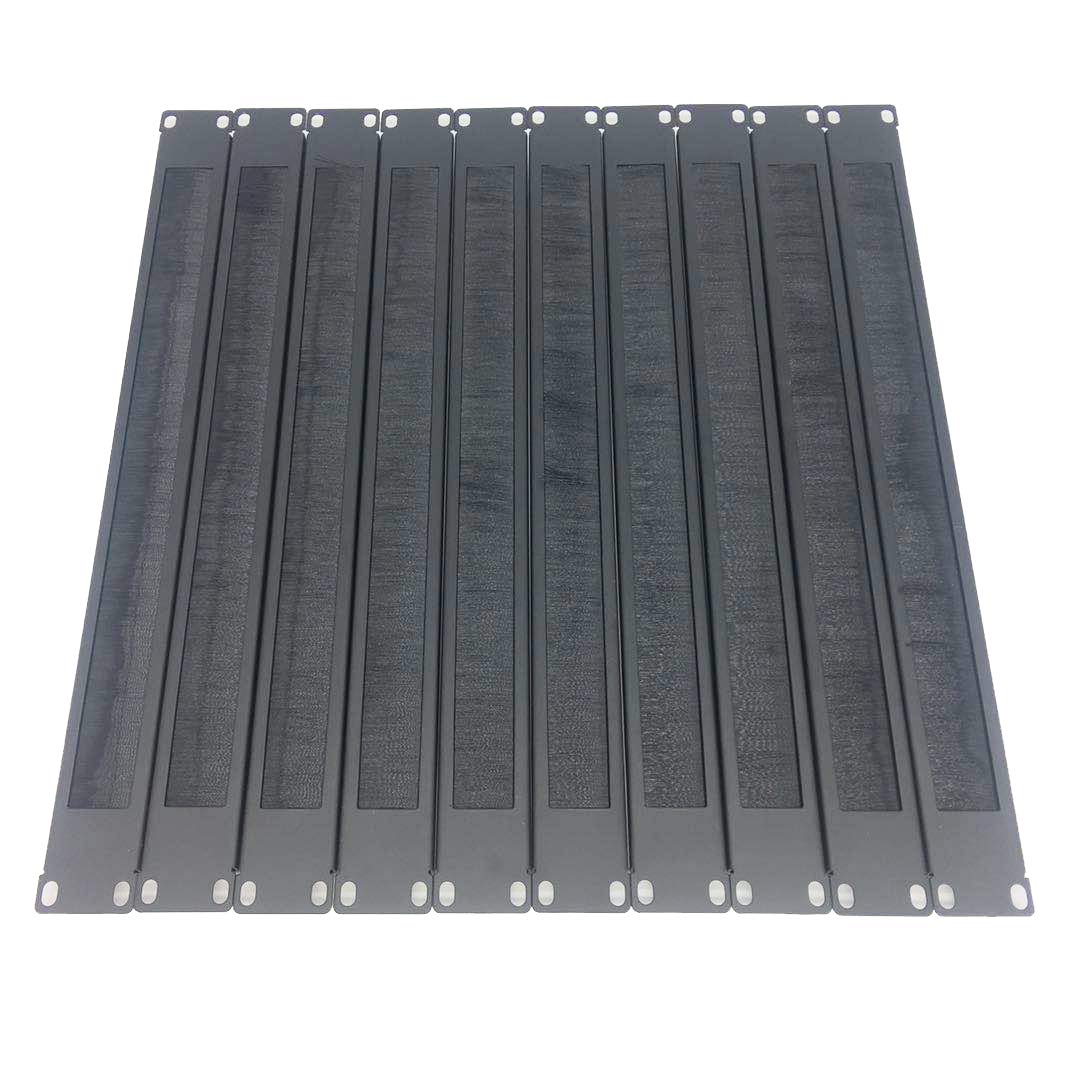 Photo 1 of QiaoYoubang 10 Pack 1U Horizontal Rack Mount Cable Management Panel with Cable Entry Brush for 19-Inch Rack Or Cabinet Black (1UCMB1U10PC)