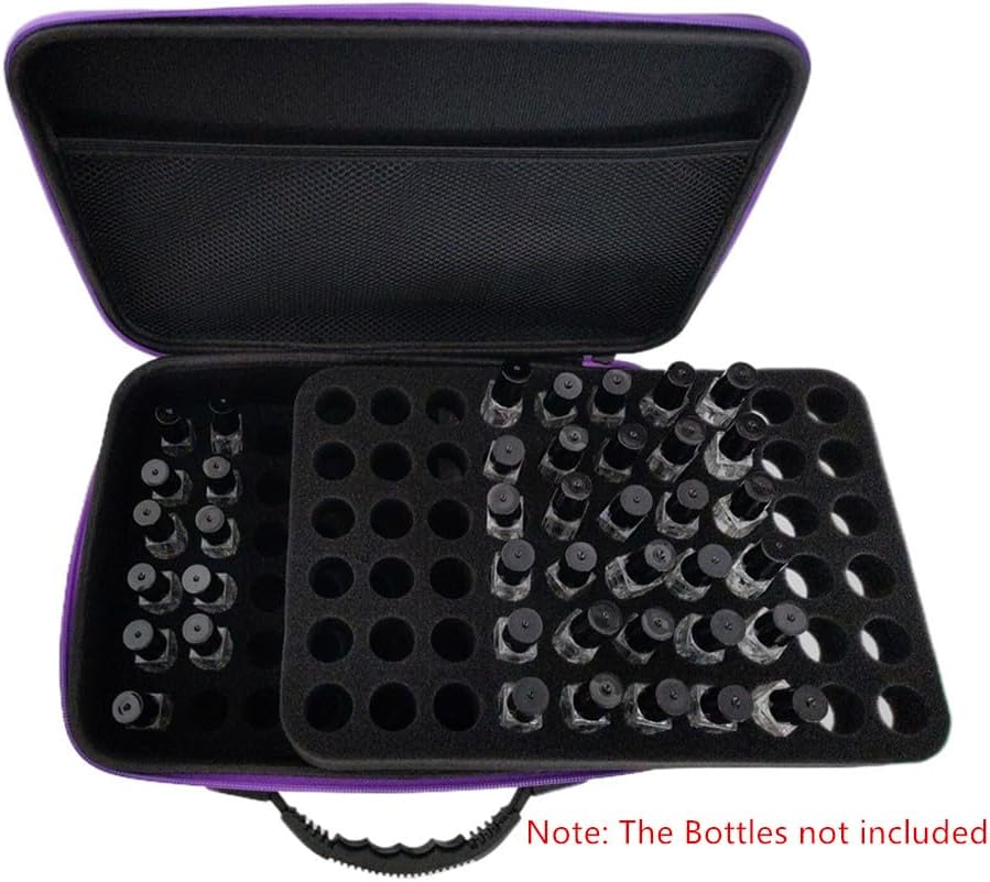 Hard Shell Essential Oil Storage Carrying Case with Foam Insert for 5ml 10ml 15ml Bottles, Portable Double-Layer 120 Bottle EVA Essential Oil Storage Holder Organizer Travel Bag for Yoga(Black,Purple)