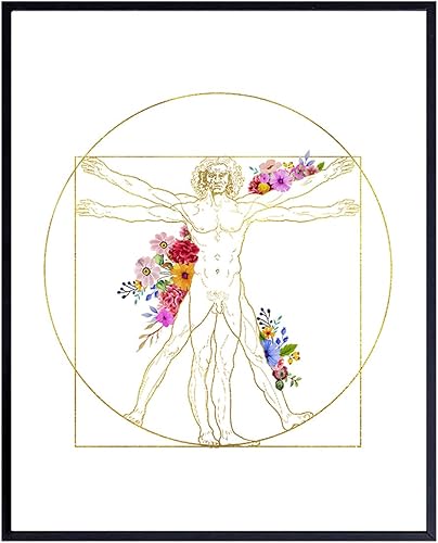 Leonardo DaVinci Medical Vitruvian Man Wall Art Decor - Appreciation or Graduation Gift for Nurse, Doctor, Physician Assistant- Room Decoration for