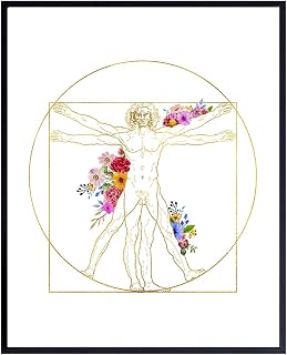 Leonardo DaVinci Medical Vitruvian Man Wall Art Decor - Appreciation or Graduation Gift for Nurse, Doctor, Physician Assistant- Room Decoration for Doctor Office, Living Room, Bedroom - 8x10 Poster