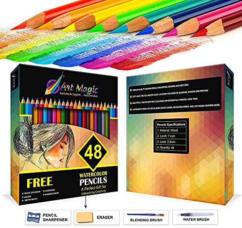 Art Magic WCP48 Watercolor Pencils, Set Of 48 Professional Colored Pencils thumb #1
