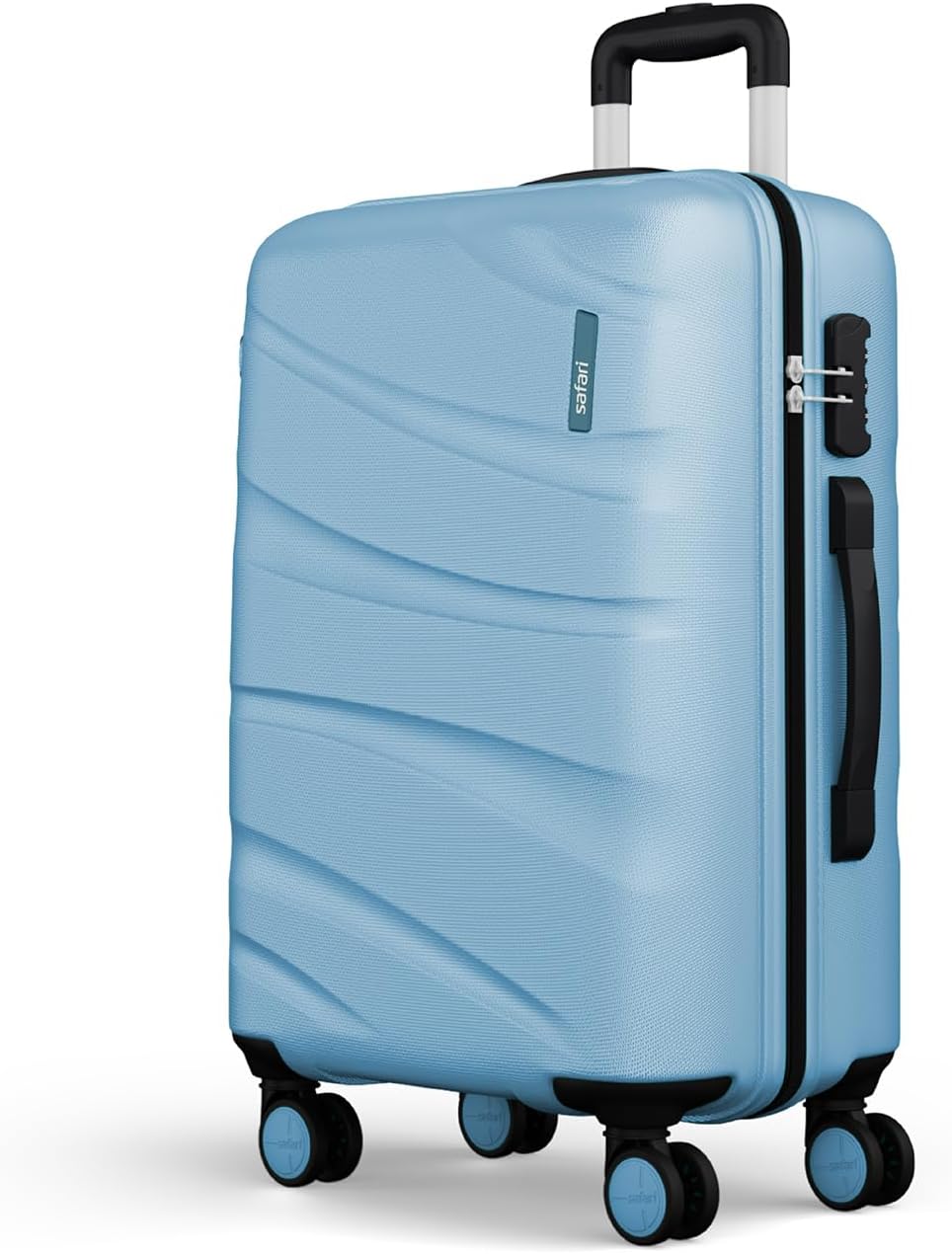 Large Polycarbonate (Pc) Persia Spinner Suitcase Hardside Size Check-in 4 Wheels Luggage Pearl Blue Color 77Cm