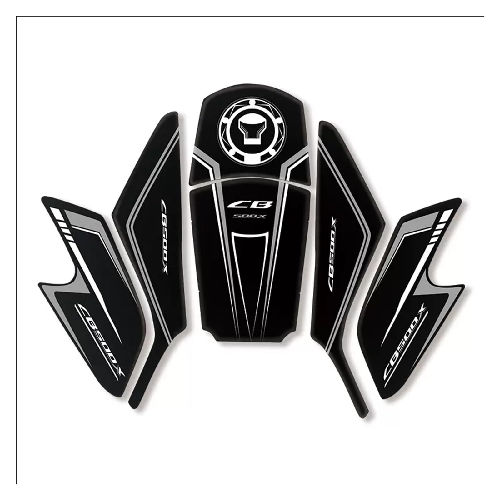 Moto Per CB500X Protezione Adesivo Decorazione Decalcomania Protezione Serbatoio Tappo Serbatoio Accessori Per CB500X(8 Black)