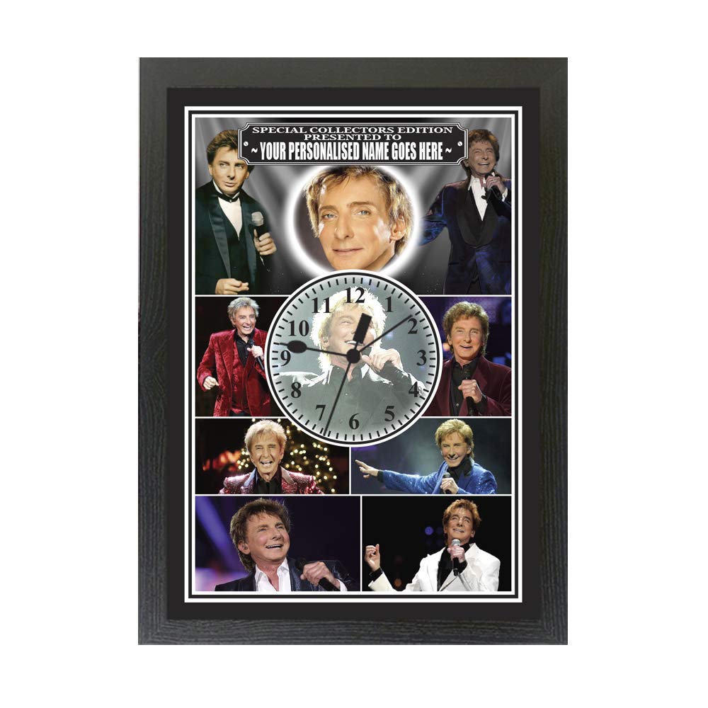 Personalised Gift Products Barry M Personalised Music Singer Legend Icon Wall Mounted Gift Clock -Manilow