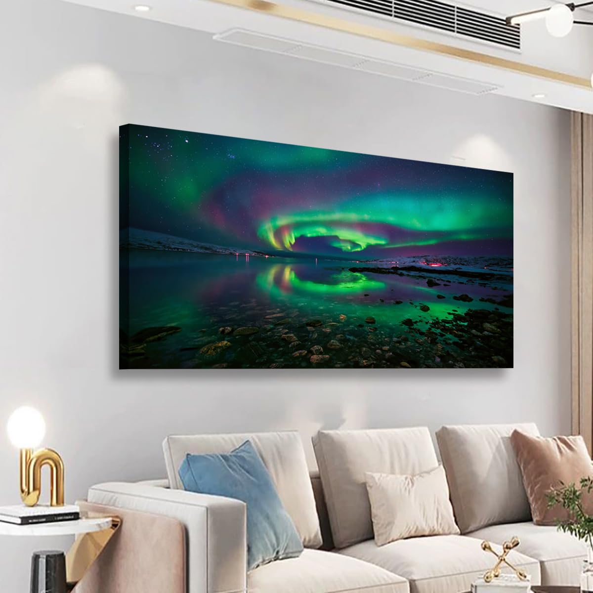 YIBOHUI ART Canvas Wall for Living Room Bedroom Office Large North Pole Landscape Wall Kitchen Nature Aurora Wall Pictures Modern Starry Sky Wall Decor Mural Paintings work 20 * 40inch