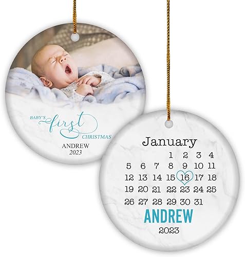 Vista 53 de TM TEEMAN Adorno de Navidad para bebé 2024, adorno personalizado de primera Navidad con foto, recuerdo de la primera Navidad del bebé, adorno Bebé 12