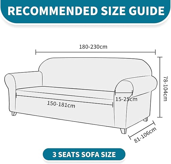 YSTELLAA Stretch Sofa Cover 3 Seater Sofa Protector Non-Slip with Armrest Universal Jacquard Sofa Cover Thick Sofa Cover for Dogs Cats and Pets Washable Sofa Cover Khaki