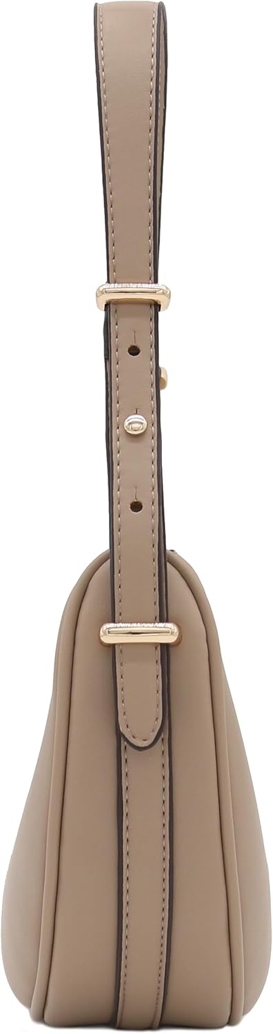 Small Crescent Smooth Faux Leather Underarm Shoulder Bag - Image 4