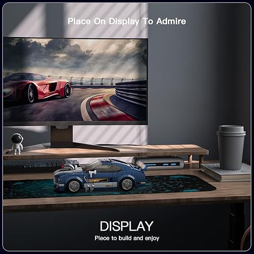 Miniatura 3 de Mould King Speed Champions Ford Mustang 1967 Supercar Juegos de construcción con vitrina acrílica, kit de bloques de construcción de modelo de