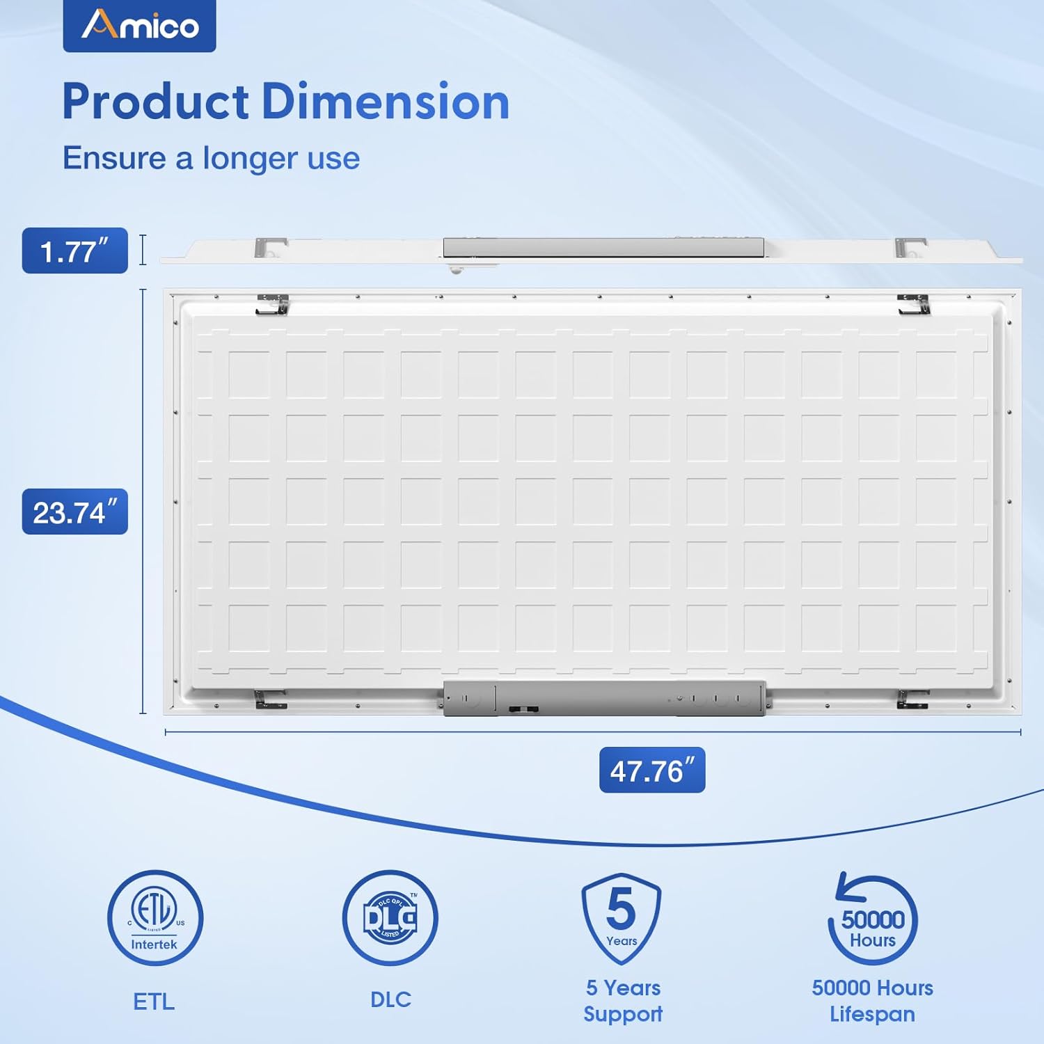 Amico 4 Pack 2x4 LED Flat Panel Light Fixture with Motion Sensor and Remote Control, 50W, 6250 LM, 3500K/4000K/5000K Drop Ceiling Office Lights, 0-10V Dimmable LED Drop Ceiling Lighting, ETL  DLC