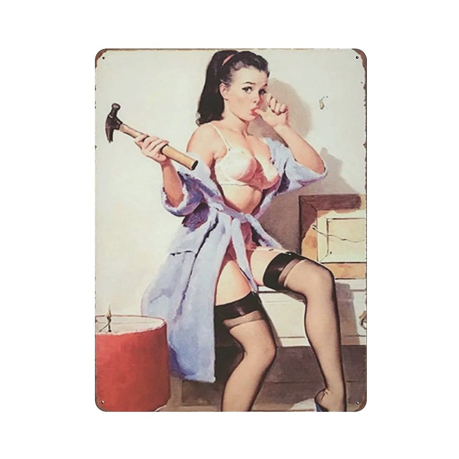 rayprint Metal Tin Sign Latte Hammer Beautiful Vintage Tin Poster Metal Sign Wall Decoration Country Kitchen Home Garage Decor 16"x12"