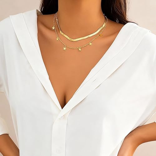 Miniatura 3 de Tiantian - Gargantilla de estrella chapada en oro para mujer, joyería de estrella de luna, rellenos estéticos de Navidad y regalos de cumpleaños